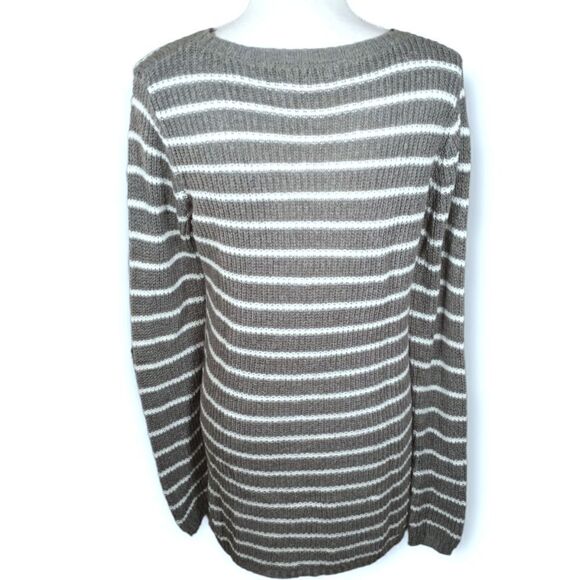 MERONA GRAY & WHITE STRIPE SWEATER SZ.M EUC - Picture 3 of 5